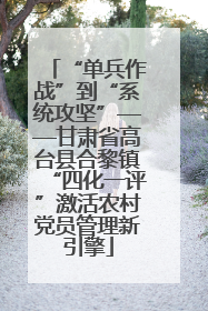 “单兵作战”到“系统攻坚”——甘肃省高台县合黎镇“四化一评”激活农村党员管理新引擎