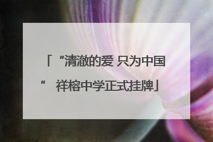 “清澈的爱 只为中国” 祥榕中学正式挂牌