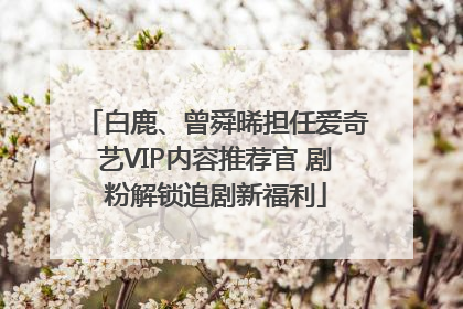 白鹿、曾舜晞担任爱奇艺VIP内容推荐官 剧粉解锁追剧新福利