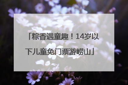 粽香遇童趣！14岁以下儿童免门票游崂山