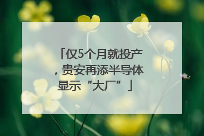 仅5个月就投产，贵安再添半导体显示“大厂”