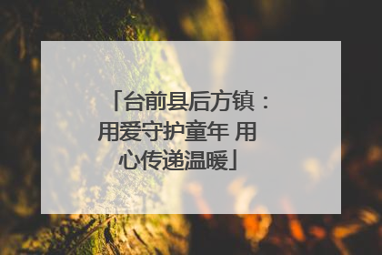 台前县后方镇：用爱守护童年 用心传递温暖