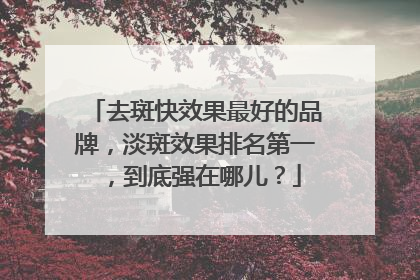 去斑快效果最好的品牌，淡斑效果排名第一，到底强在哪儿？