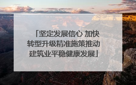 坚定发展信心 加快转型升级精准施策推动建筑业平稳健康发展