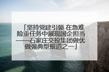 坚持党建引领 在急难险重任务中展现国企担当——石家庄交投集团做优做强典型报道之一