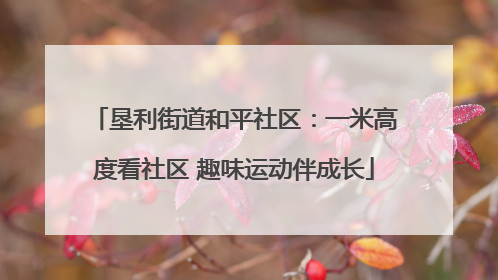 垦利街道和平社区：一米高度看社区 趣味运动伴成长