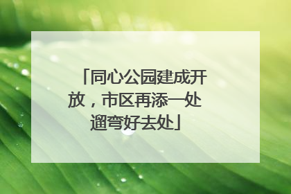 同心公园建成开放，市区再添一处遛弯好去处