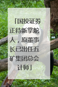 国投证券正待新掌舵人，原董事长已出任五矿集团总会计师