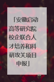 安徽启动高等研究院校企联合人才培养和科研攻关项目申报