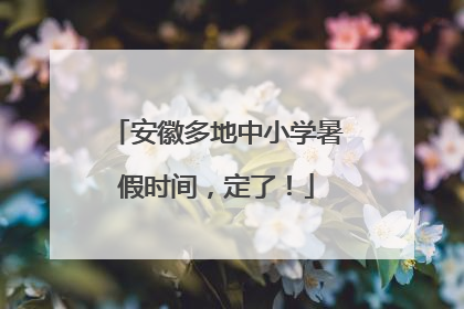 安徽多地中小学暑假时间，定了！