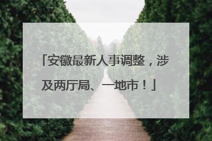 安徽最新人事调整，涉及两厅局、一地市！
