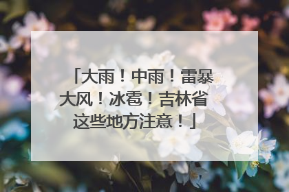 大雨！中雨！雷暴大风！冰雹！吉林省这些地方注意！