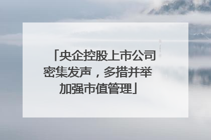 央企控股上市公司密集发声，多措并举加强市值管理