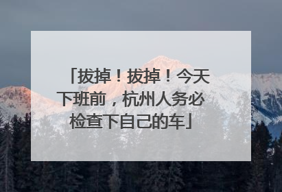 拔掉！拔掉！今天下班前，杭州人务必检查下自己的车