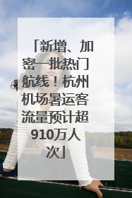 新增、加密一批热门航线！杭州机场暑运客流量预计超910万人次