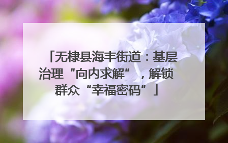 无棣县海丰街道：基层治理“向内求解”，解锁群众“幸福密码”