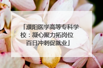 濮阳医学高等专科学校：凝心聚力拓岗位 百日冲刺促就业