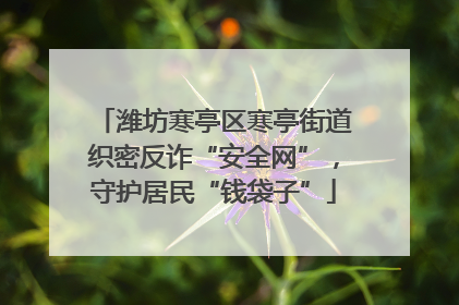 潍坊寒亭区寒亭街道织密反诈“安全网”，守护居民“钱袋子”