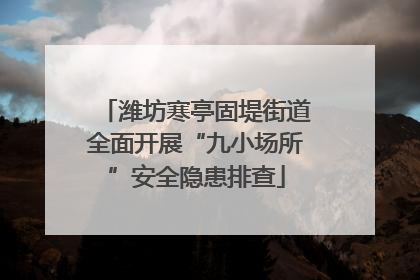 潍坊寒亭固堤街道全面开展“九小场所”安全隐患排查