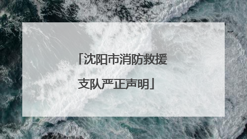 沈阳市消防救援支队严正声明