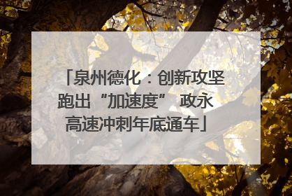 泉州德化：创新攻坚跑出“加速度” 政永高速冲刺年底通车