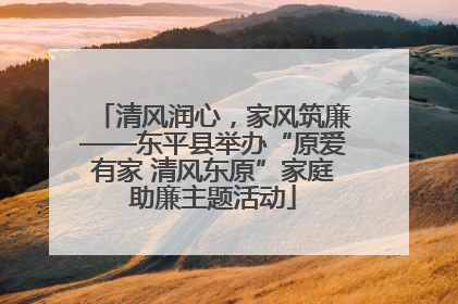 清风润心，家风筑廉——东平县举办“原爱有家 清风东原”家庭助廉主题活动