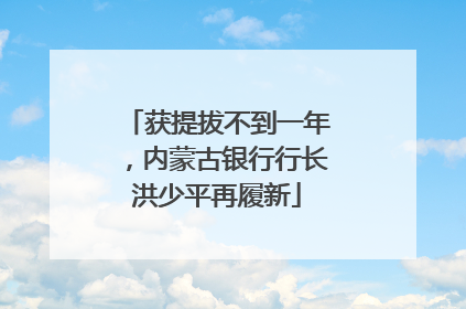 获提拔不到一年，内蒙古银行行长洪少平再履新