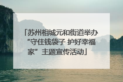 苏州相城元和街道举办“守住钱袋子 护好幸福家”主题宣传活动
