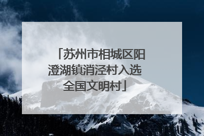 苏州市相城区阳澄湖镇消泾村入选全国文明村