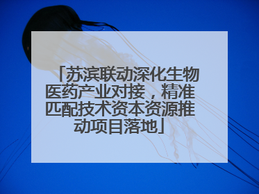 苏滨联动深化生物医药产业对接，精准匹配技术资本资源推动项目落地