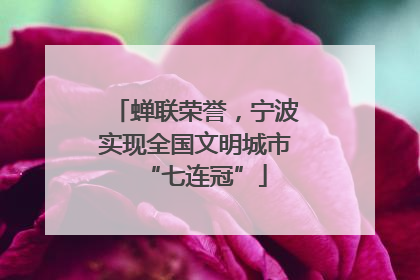 蝉联荣誉，宁波实现全国文明城市“七连冠”