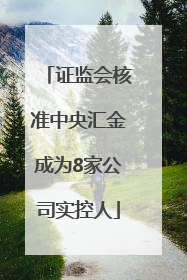 证监会核准中央汇金成为8家公司实控人