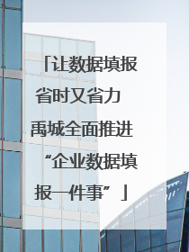 让数据填报省时又省力 禹城全面推进“企业数据填报一件事”