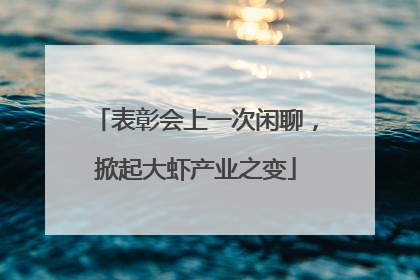 表彰会上一次闲聊，掀起大虾产业之变