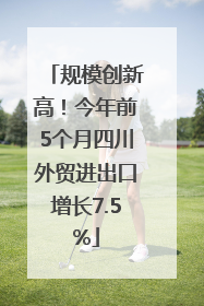 规模创新高！今年前5个月四川外贸进出口增长7.5%
