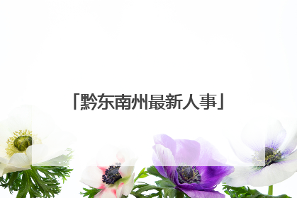 黔东南州最新人事