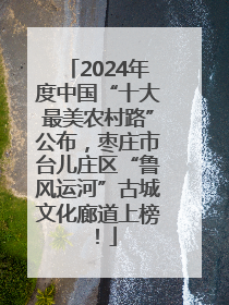 2024年度中国“十大最美农村路”公布，枣庄市台儿庄区“鲁风运河”古城文化廊道上榜！
