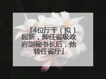 4位厅干（拟）履新，卸任省级政府副秘书长后，他转任省厅
